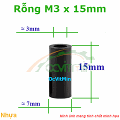 Trụ Nhựa Rỗng M3x15mm - Tru Nhua Rong