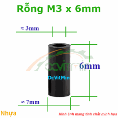 Trụ Nhựa Rỗng M3x6mm - Tru Nhua Rong