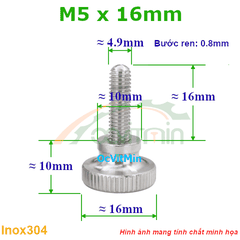 Núm Vặn Ren Ngoài M5x16mm Inox304 Vặn Tay - Num Van Tay Ren Ngoai