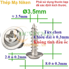 Vít Bake Ren Xoắn Đường Kính 3.5mm Mạ Niken