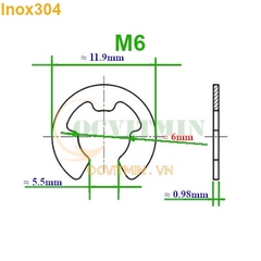 Phe Gài Chữ E M2 M2.5 M3 M4 Inox 304