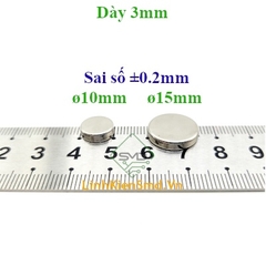 Nam Châm Đất Hiếm Tròn D10 D15 Dày 3mm Lực Hút Mạnh Hút Sắt