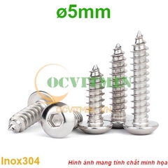 Vít Lục Giác Đầu Dù Ren Xoắn ø5mm Vít Ren Thưa Inox 304