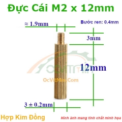 Trụ Đồng Đực Cái M2x12mm - Tru Dong Duc Cai