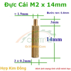 Trụ Đồng Đực Cái M2x14mm - Tru Dong Duc Cai
