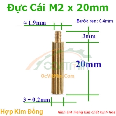 Trụ Đồng Đực Cái M2x20mm - Tru Dong Duc Cai