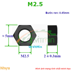 Đai Ốc Lục Giác M2.5 Tán Nhựa - Dai Oc Tan Ecu Luc Giac Nhua