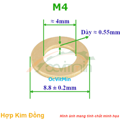 Vòng Đệm Phẳng M4 Đồng - Vong Dem Long Den Phang