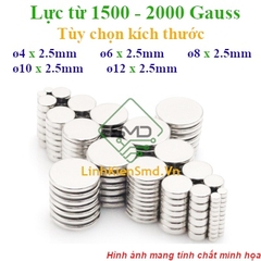 Nam Châm Đất Hiếm Tròn Lực Hút 1500 đến 2000 Gauss