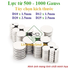 Nam Châm Đất Hiếm Tròn Lực Hút 500 đến 1000 Gauss ( Lực Hút Yếu Xìu)