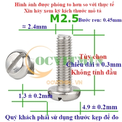 Ốc Đầu Tròn Xẻ Rãnh M2 M2.5 Inox 304
