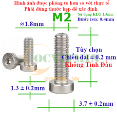 Ốc Lục Giác Đầu Trụ Mỏng M2 M2.5 Inox 304