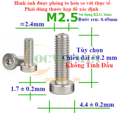 Ốc Lục Giác Đầu Trụ Mỏng M2 M2.5 Inox 304