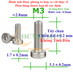 Ốc Lục Giác Đầu Trụ Mỏng M3 Inox 304