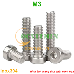 Ốc Lục Giác Đầu Trụ Mỏng M3 Inox 304