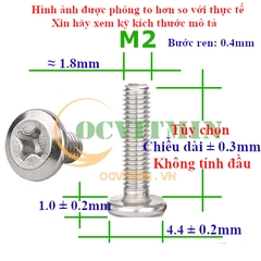 Ốc Bake Đầu Dẹp Vát Cạnh M2 M2.5 Inox 304