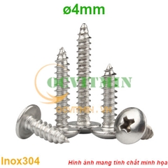 Vít Bake Ren Xoắn Đường Kính 4mm Đầu Dù Inox 304