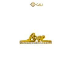 Nhẫn nữ vàng 10k hình chữ love đính đá trắng