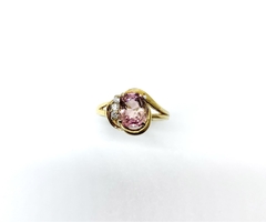 Nhẫn Đá Tourmaline Bi-color Hồng Phớt Trắng Tự Nhiên - GNJ