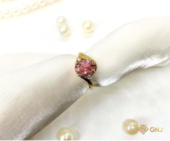 Nhẫn bạc 925 đính đá Tourmaline hồng xi vàng 18k