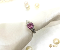 Nhẫn bạc đính đá Tourmaline hồng tự nhiên