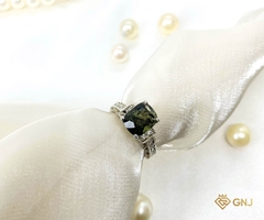 Nhẫn bạc 925 đính đá Tourmaline xanh thiên nhiên.