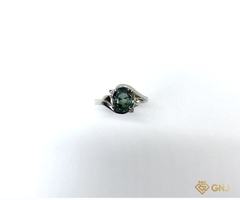 Nhẫn bạc đính đá Tourmaline xanh lá