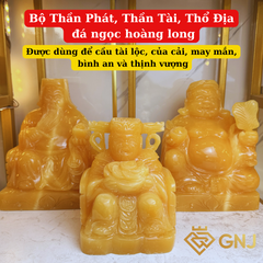 Tượng thần tài thổ địa, bộ tượng 3 ông thần tài đá ngọc hoàng long tự nhiên