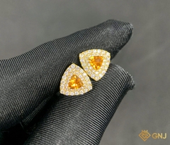 Hoa tai nữ đính đá Sapphire vàng tự nhiên