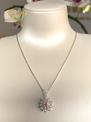 Mặt dây chuyền bạc 925 đính đá Spinel hồng thiên nhiên
