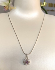 Mặt dây chuyền bạc 925 đính đá Spinel tím thiên nhiên