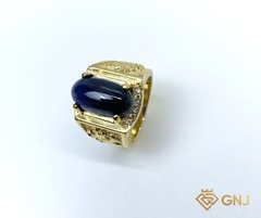 Nhẫn nam đá Saphia xanh tự nhiên
