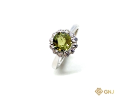 Nhẫn Đá Tourmaline Vàng Trắng 10K Tài Lộc - GNJ