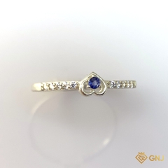 Nhẫn Bạc Xi Vàng Trắng Đính Đá Sapphire Xanh Tự Nhiên - GNJ