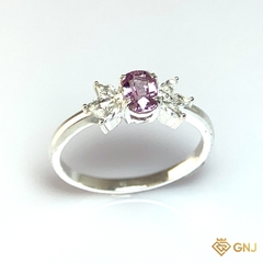 Nhẫn Bạc Xi Vàng Trắng Đính Đá Spinel Tự Nhiên - GNJ