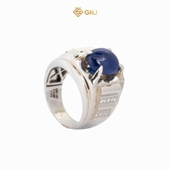 Nhẫn vàng nam đính đá sapphire xanh hero tự nhiên