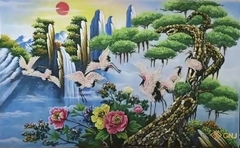 Tranh Đá Quý Tùng Hạc Diên Niên - GNJ