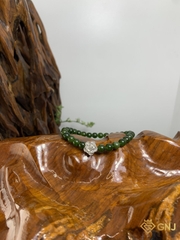 Vòng Tay Ngọc Bích Nephrite Charm Hoa Bạc 6mm - GNJ