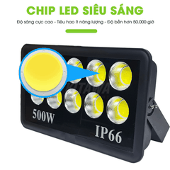 [500W] Đèn Pha LED Điện 500W Chống Chói, Ánh Sáng Trắng AC.DP01.500