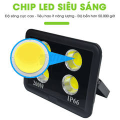 [200W] Đèn Pha LED Điện 200W Chống Chói, Ánh Sáng Trắng AC.DP01.200