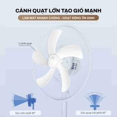 Quạt Đứng Năng Lượng Mặt Trời 20W Màu Trắng 16 inch
