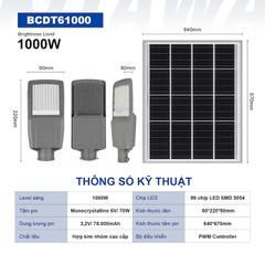 Đèn Đường Công Trình Năng Lượng Mặt Trời 1000W Cao Cấp BCDT61000