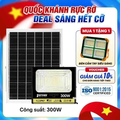 Đèn Pha Năng Lượng Mặt Trời 300W Loại Mới Chip 5054 Chống Nước IP67, Bền 10 Năm- BDP27.300