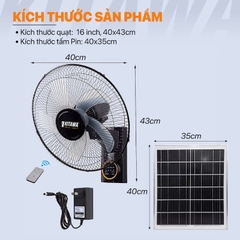 Quạt Treo Tường Năng Lượng Mặt Trời 20W KITAWA Thông Minh - KQ15.20