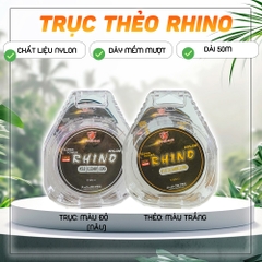 [COMBO TRỤC THẺO TẶNG 100 LƯỠI] Dây câu cá Trục, Thẻo Rhino Chất liệu Nylon Dài 50m Tặng 100 Lưỡi Siêu Cường Rô Phi Hoặc 100 Lưỡi Nanh Sói ĐEN