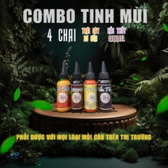 Combo 4 chai Hương Liệu Câu Cá Dịch vụ - Tự Nhiên - Thi Đấu (Trái cây, Hắc Thủy, Caramel, Bơ Sữa)