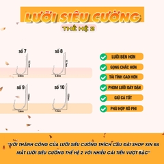 [MUA 100 TẶNG 100] Lưỡi Câu Cá Siêu Cường Thế Hệ 2 Cải Tiến - Không Gỉ, Gọng Cứng Chắc, Giữ Cá Tốt (số 7, số 8, số 9, số 10) ANH EM GHI CHÚ SIZE TẶNG NHÉ