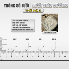 [MUA 100 TẶNG 100] Lưỡi Câu Cá Siêu Cường Thế Hệ 2 Cải Tiến - Không Gỉ, Gọng Cứng Chắc, Giữ Cá Tốt (số 7, số 8, số 9, số 10) ANH EM GHI CHÚ SIZE TẶNG NHÉ