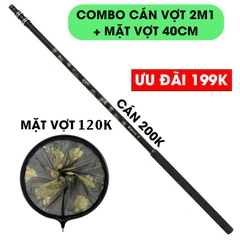 Cán Vợt CarBon - Cán Vợt Cá Size 2M1 - Nhẹ - Khỏe Phù Hợp Mọi Loại Vợt Trên Thị Trường