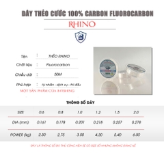 Dây Thẻo Cước Fluorocarbon Rhino B-Fishing Dây Mịn Mượt Tải Tĩnh Cao (0,6, 0.8, 1.0, 1.2, 1.5, 2.0)